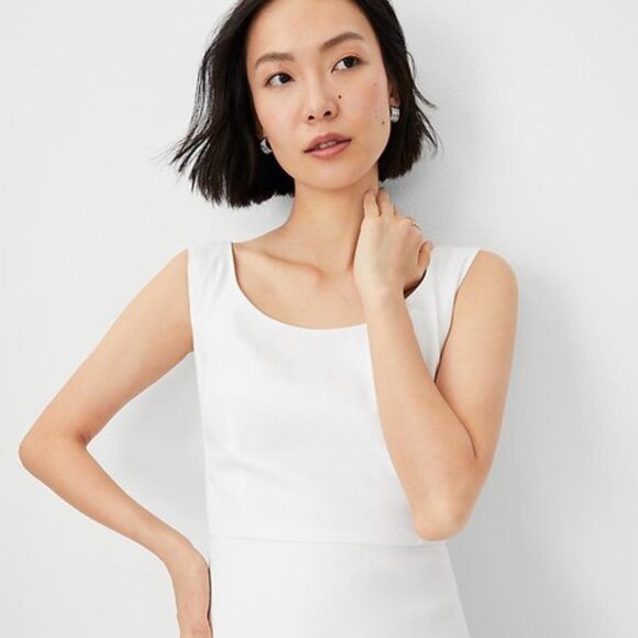 NWT - Ann Taylor - The Scoop Neck Sheath Dress in Herringbone Linen Blend - Picture 3 of 6